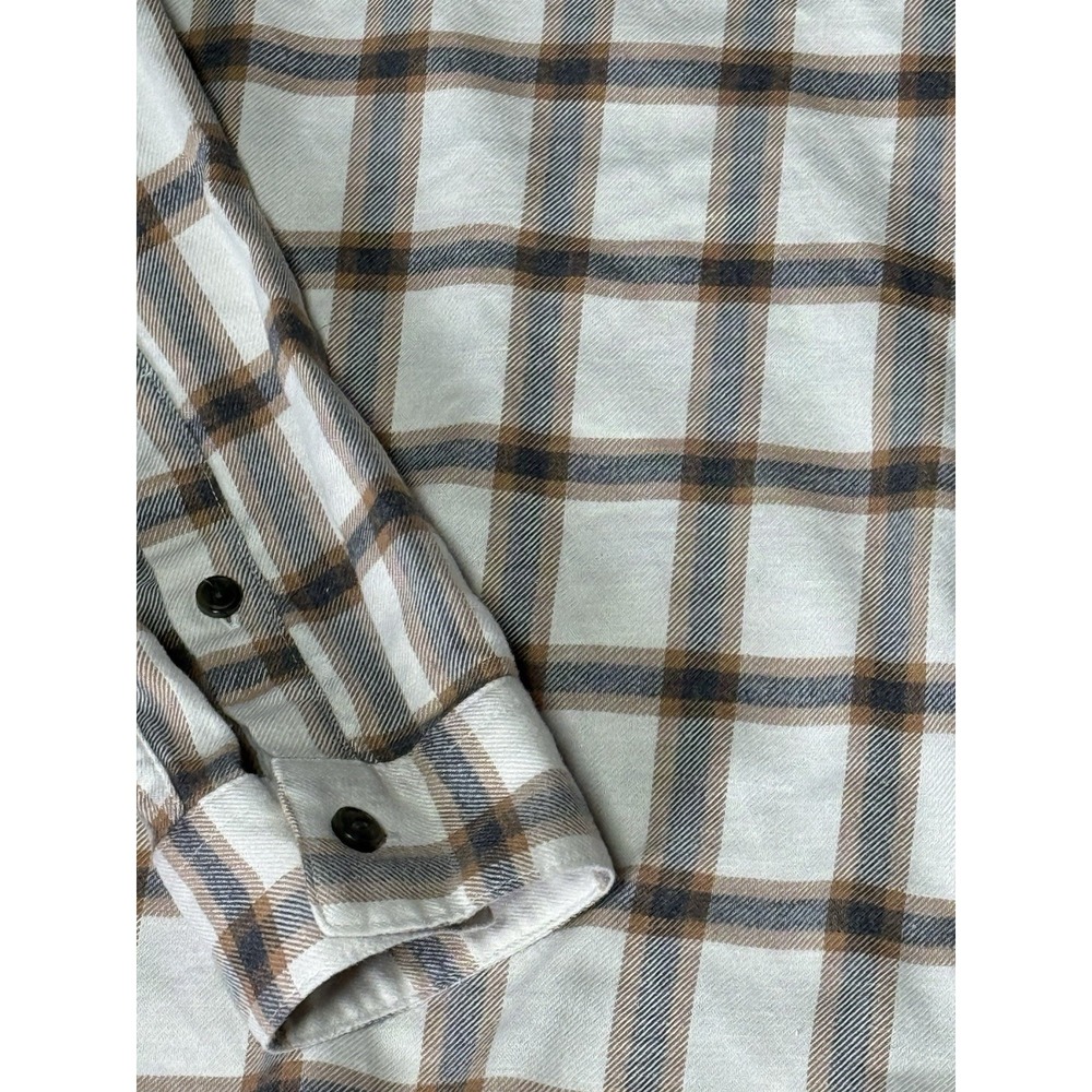 Men's Patagonia Organic Cotton Flannel Beige Gray Plaid Sz XL‎ READ - Picture 7 of 12